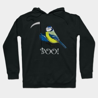 Blue Tit Scythe Bird Funny Halloween Ornithologist Gift Hoodie